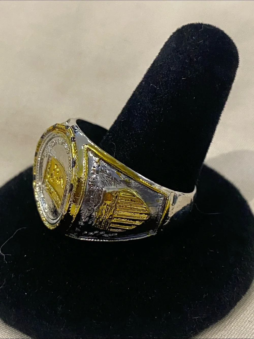 Men's Two-Tone Gold & Silver Coin Signet Ring. Size 13